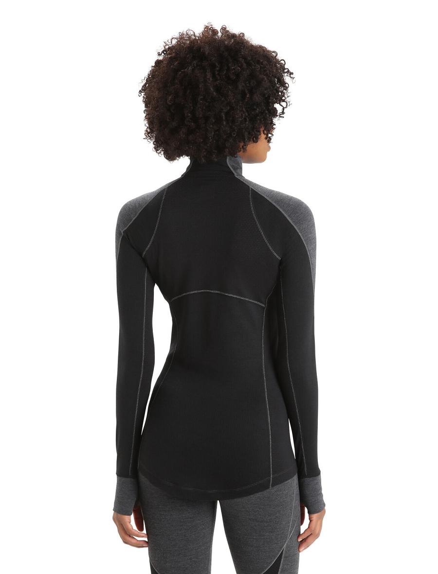 Jet Heather / Black Icebreaker BodyfitZone™ Merino 260 Zone Long Sleeve Half Zip Thermal Top Women's Base Layers | AU 1898VRWD